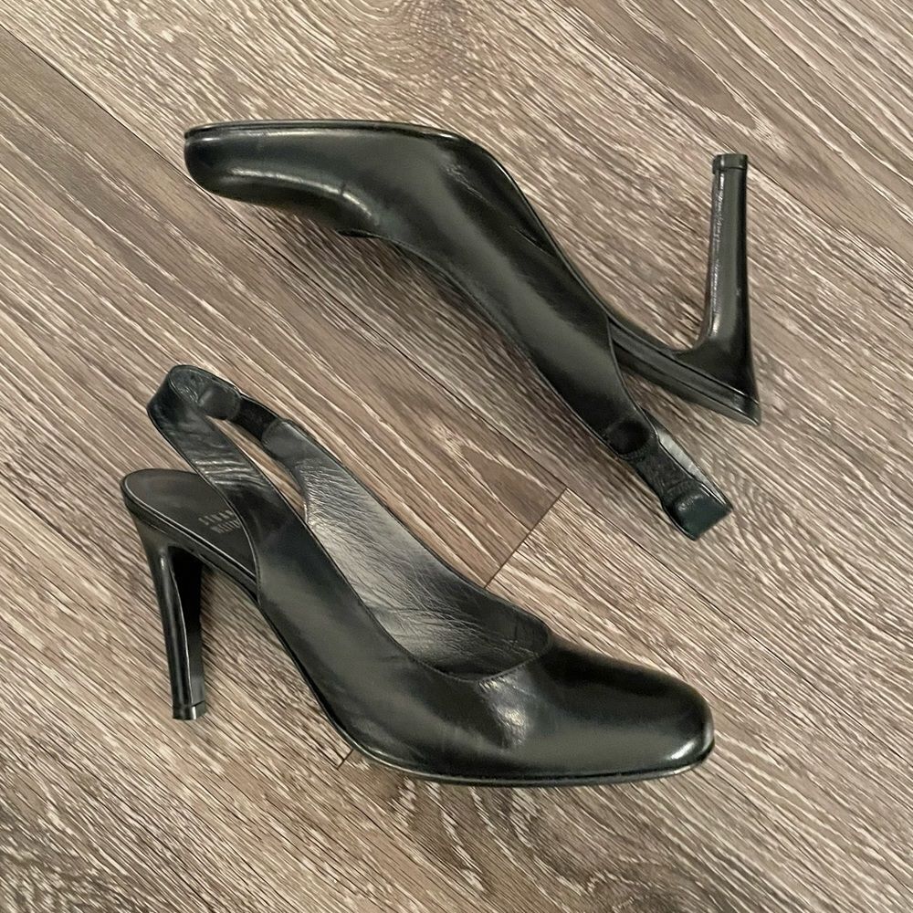 Stuart Weitzman sling back leather heel - Picture 2 of 9